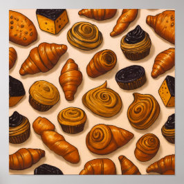 Seamless Laminated Dough Texture Fabric Pattern ポスター