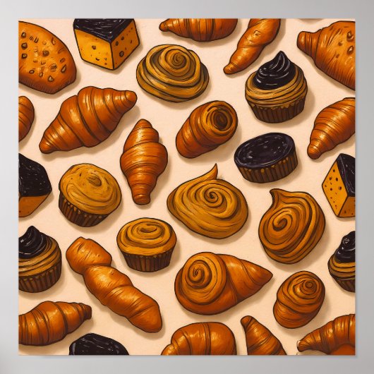 Seamless Laminated Dough Texture Fabric Pattern ポスター (正面)