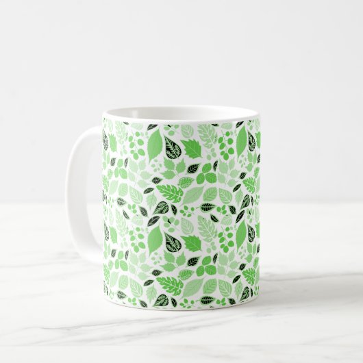 Seamless Leaf Pattern コーヒーマグカップ (正面左)