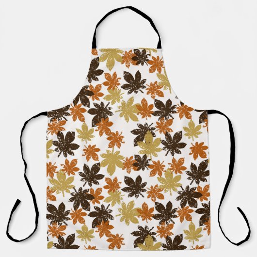 seamless leaf pattern with grunge effect エプロン (正面)