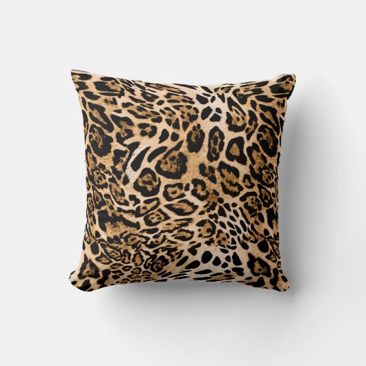 Seamless leopard texture, animal skin クッション (正面)