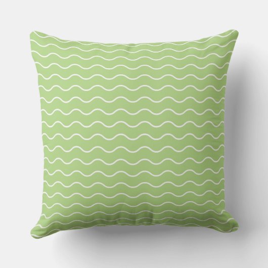 Seamless Light Green Wavy Lines Pattern クッション (裏面)