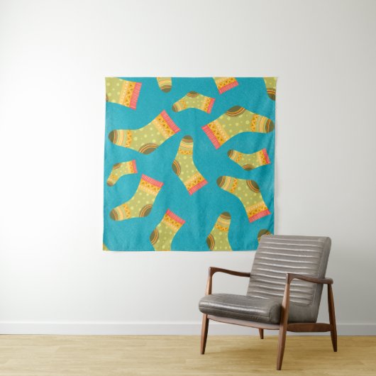 Seamless linear pattern with socks. The illustrati タペストリー (インサイチュ(横))