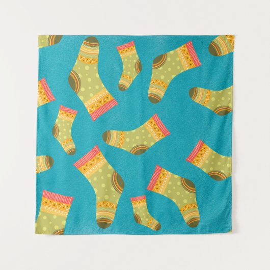 Seamless linear pattern with socks. The illustrati タペストリー (正面)