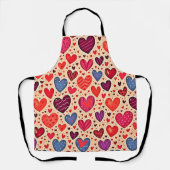 Seamless Love Heart Pattern Art エプロン (正面)