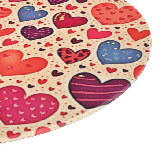 Seamless Love Heart Pattern Art カッティングボード (角)