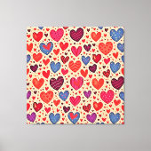 Seamless Love Heart Pattern Art キャンバスプリント (正面)