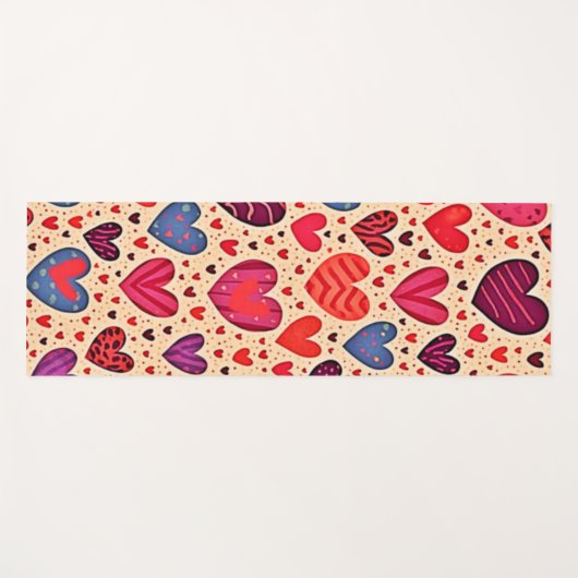 Seamless Love Heart Pattern Art ヨガマット (正面(横))