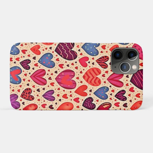 Seamless Love Heart Pattern Art Case-Mate iPhoneケース (裏面(横))