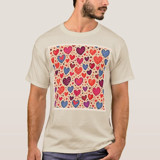 Seamless Love Heart Pattern Art Tシャツ (正面)