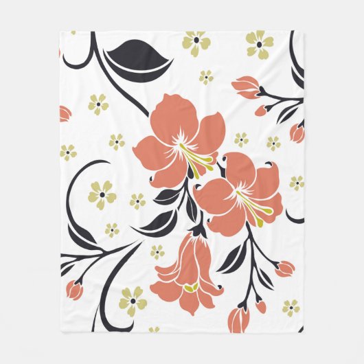 Seamless luxury pattern with flowersflower, lace, フリースブランケット (正面)