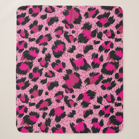 Seamless luxury pink leopard pattern. シェルパブランケット (正面)