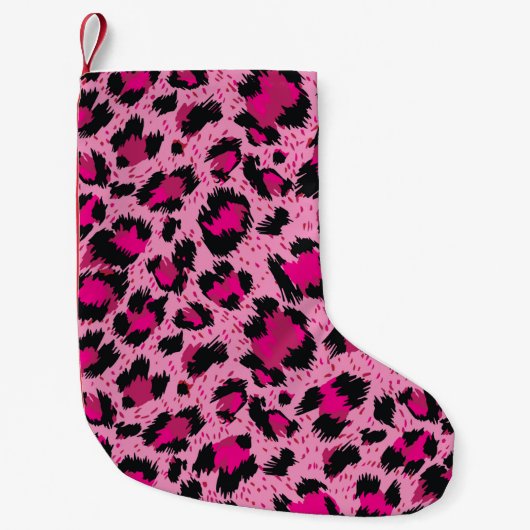 Seamless luxury pink leopard pattern. スモールクリスマスストッキング (正面)