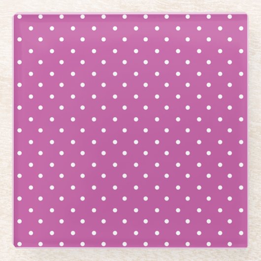 Seamless magenta background polka dot pattern ガラスコースター (正面)