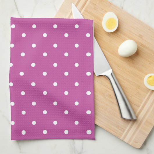 Seamless magenta background polka dot pattern キッチンタオル (四つ折り)