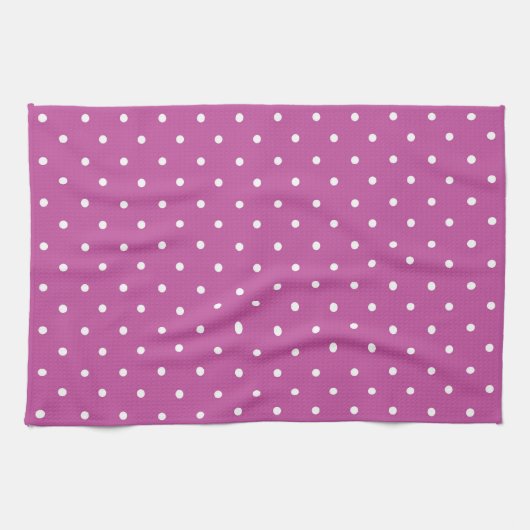 Seamless magenta background polka dot pattern キッチンタオル (横)