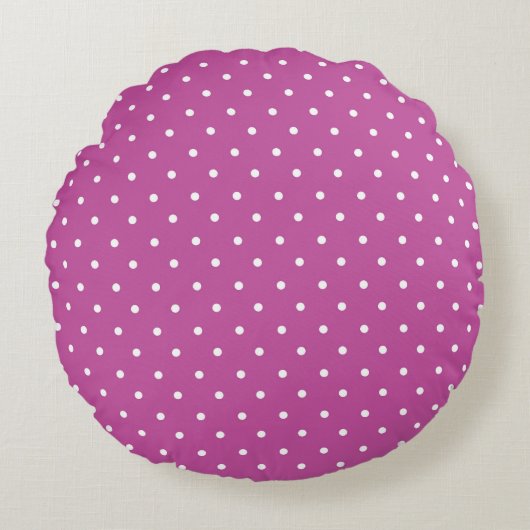 Seamless magenta background polka dot pattern ラウンドクッション (正面)