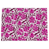 Seamless Magenta Mid-Century Modern Floral Pattern ラージペーパーバッグ (正面)