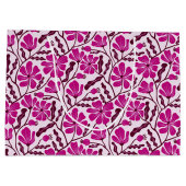 Seamless Magenta Mid-Century Modern Floral Pattern ラージペーパーバッグ (裏面)