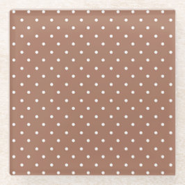 Seamless medium brown polka dot  pattern ガラスコースター