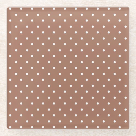 Seamless medium brown polka dot  pattern ガラスコースター (正面)