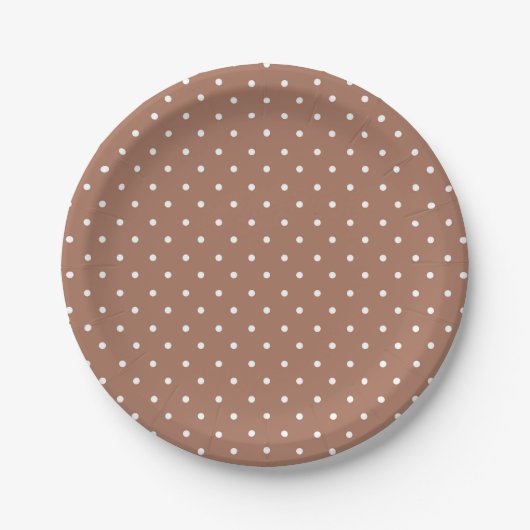 Seamless medium brown polka dot  pattern ペーパープレート (正面)