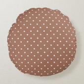 Seamless medium brown polka dot  pattern ラウンドクッション (正面)