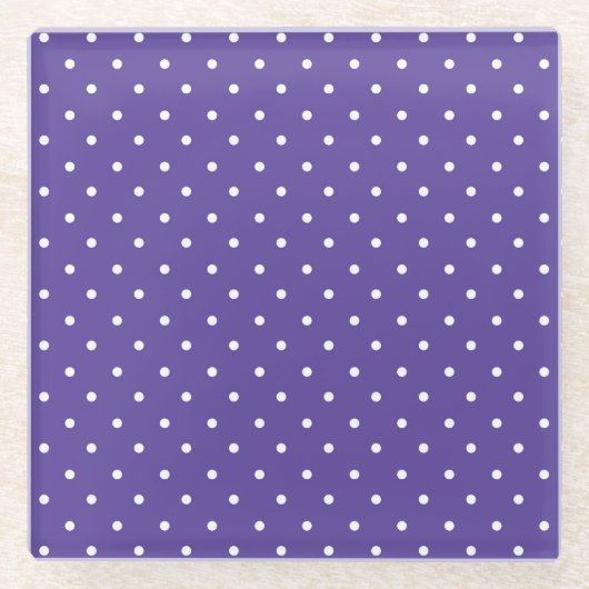 Seamless  medium purple polka dot pattern ガラスコースター (正面)