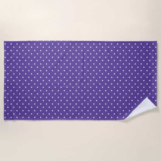 Seamless  medium purple polka dot pattern ビーチタオル (正面)