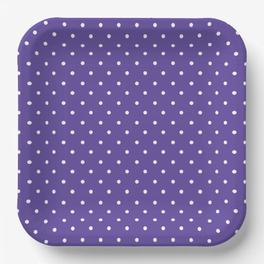 Seamless  medium purple polka dot pattern ペーパープレート (正面)