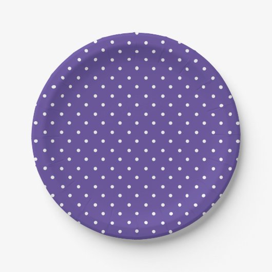 Seamless  medium purple polka dot pattern ペーパープレート (正面)