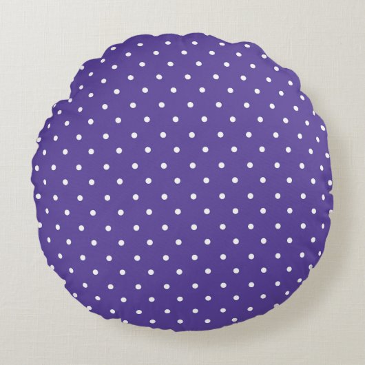 Seamless  medium purple polka dot pattern ラウンドクッション (正面)