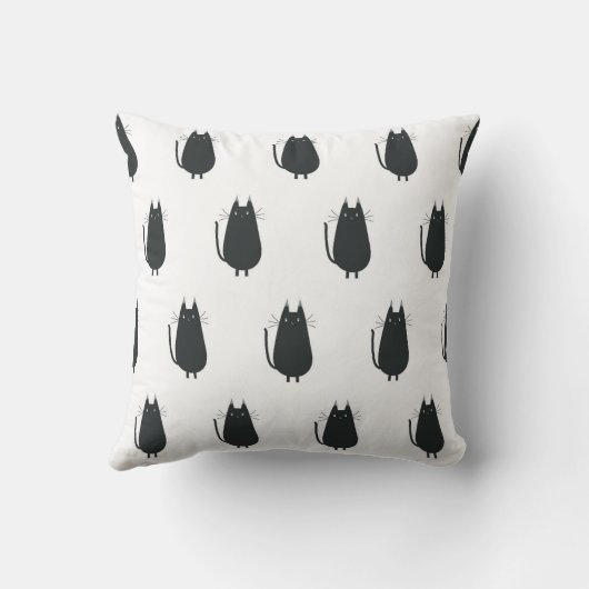 Seamless minimalist vector pattern of funny black  クッション (裏面)