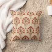 seamless mughal flower pattern design cream backgr クッション (ブランケット)