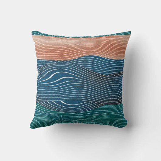 Seamless natural landscape hill pattern. Horizonta クッション (裏面)