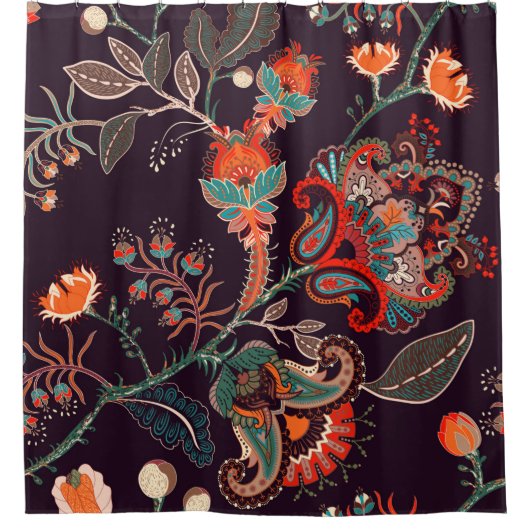 Seamless nature pattern. Background with big decor シャワーカーテン (正面)