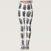 Seamless Nautical Pattern with Anchor, Compass, Wa レギンス (正面)