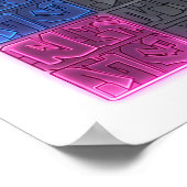 Seamless Neon Lit Graffiti Wallpaper Pattern ポスター (角)