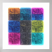 Seamless Neon Lit Graffiti Wallpaper Pattern ポスター (正面)