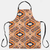 Seamless Oriental pattern, black, orange ornament. エプロン (正面)
