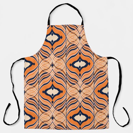 Seamless Oriental pattern, black, orange ornament. エプロン (正面)