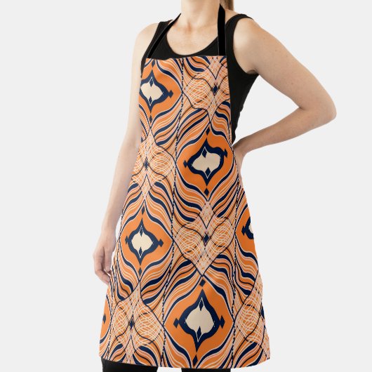 Seamless Oriental pattern, black, orange ornament. エプロン (インサイチュ)