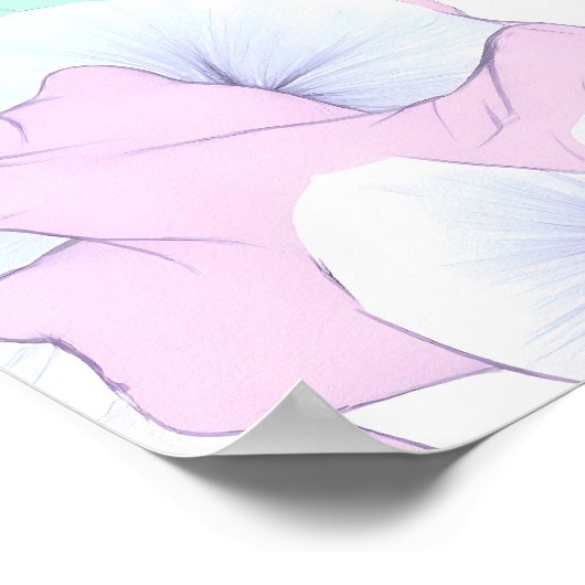 Seamless Pastel Lace Layering Fabric and Paper ポスター (角)