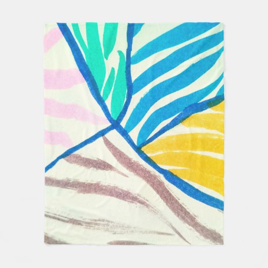 Seamless patchwork background with paisley and flo フリースブランケット (正面)