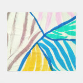 Seamless patchwork background with paisley and flo フリースブランケット (正面(横))