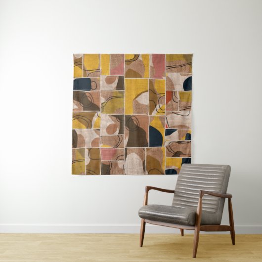 Seamless patchwork collage mix quilt pattern print タペストリー (インサイチュ(横))