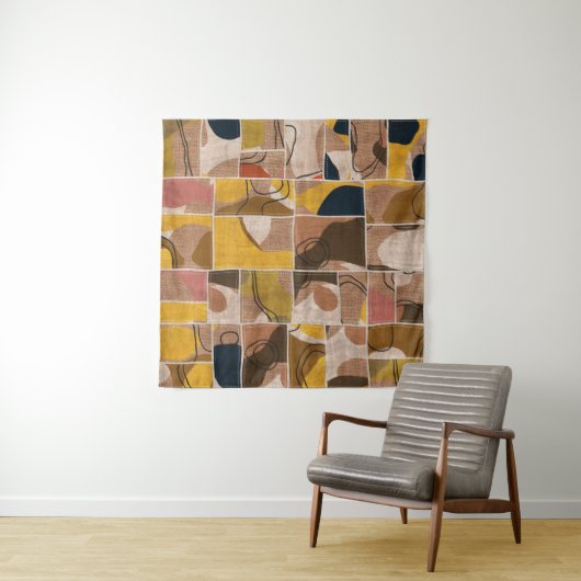Seamless patchwork collage mix quilt pattern print タペストリー (インサイチュ)