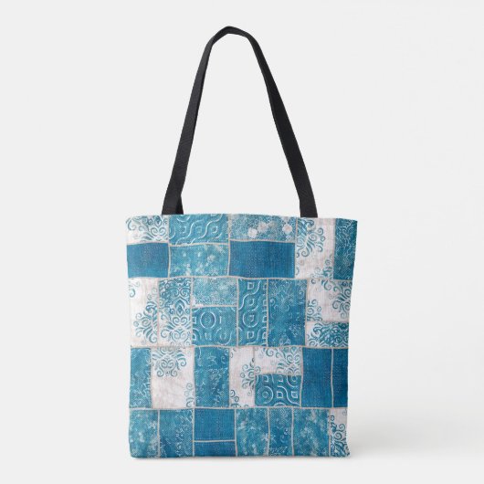 Seamless patchwork collage mix quilt pattern print トートバッグ (裏面)
