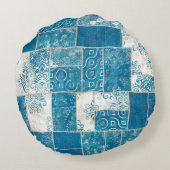 Seamless patchwork collage mix quilt pattern print ラウンドクッション (裏面)