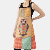 Seamless patchwork owl pattern. Vintage background エプロン (インサイチュ)